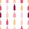 Bottles seamless pattern. Alcohol, rum, wine, whiskey, scotch, b