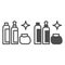 Bottles and shining star line and solid icon, dry cleaning concept, washing agents vector sign on white background