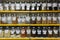 Bottles on a spices shop of Mumbai