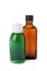 Bottles of syrups on white background. Cough and cold medicine