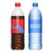 Bottles of water and cola soda. Vector illustration.