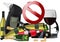 bottles of wine spirits breathalyzer stop alcohol-