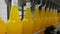 Bottling lemonade at the factory. Production of beverages - carbonated lemonade, in plastic bottles.