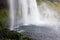 bottom pool of Seljalandsfoss waterfall in Iceland