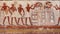 Bottom register of a fresco in the south wing end wall of the transverse chamber of TT69 featuring the worship of Osiris.