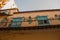 Bottom-up view of the classic house with a window. Havana. Cuba