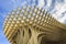 Bottom up view of Mushrooms of Seville , also known as Metropol Parasol. It was designed by the German architect Jurgen Mayer