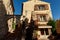 bottom view of ancient stone buildings at old town, Antibes, France