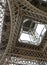 Bottom view of Detail of Truss of Eiffel Tower in Paris French