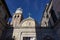 Bottom view of the imposing entrance of the Scuola Grande di San Giovanni Evangelista in Venice, Italy