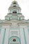 Bottom view of the main entrance on the upper part of the bell tower of the Trinity-Sergius Lavra