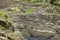 Bottom view of rocks and mountains, the concept of ecosystem conservation and untouched nature