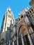 Bottom view shot of The Primate Cathedral of Saint Mary of Toledo entrance in Toledo, Spain