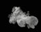 Bottom View of Wispy and Swirly White Medium Sized Smoke cloud on black