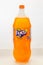 A botttle of 2 litres of Fanta orange a brand of fruit-flavored carbonated soft drinks