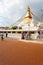 Boudhanath Stupa Stormy Clouds People Walking V