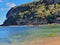 Boudi national park beach with blue clear sky surrounding sea and lots of greenness