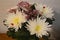 Bouguet of white chrysanthemums on the table