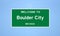 Boulder City, Nevada city limit sign. Town sign from the USA