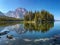 Boulder Island in Leigh Lake, Grand Teton National Park, WY, USA