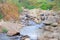 Boulder rocks on a Rocky mountain river. Rangbang river mountain valley.Tabakoshi West Bengal India