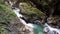 Boulder in wild canyon river