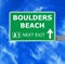 BOULDERS BEACH road sign against clear blue sky