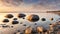 Boulders on the Gulf of Finland shore near Kasmu village in northern Estonia.