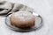 Boule Round Fresh Rustic Bread on Silver Plate
