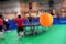 Bouncing table tennis ball in the gymnasium