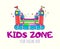 Bouncy castle cartoon logo. Kids zone concept. Children Playground sign