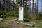 Boundary marker is marking border and borderline to Slovakia, foreign country and state