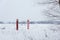 Boundary pillars of Belarus and Poland on the border