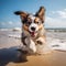 Boundless Joy: Puppy\\\'s Playful Dash Along the Seaside