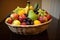 a bountiful basket of fresh fruit in a minimalist arrangement