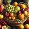 Bountiful Fruit Basket: A Colorful Cornucopia of Nature\\\'s Sweet Gifts.