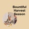 Bountiful harvest season text and happy senior caucasian couple at thanksgiving dinner