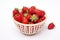 Bountiful Harvest: Top View of Fresh Strawberries Nestled in a Woven Basket