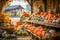 Bountiful Harvest: Vibrant Pumpkin and Gourd Display at a Fram