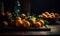 A Bountiful Harvest: A Vibrant Stack of Citrus Fruits on a Rustic Wooden Table