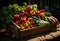 A Bounty of Fresh and Colorful Vegetables in a Wooden Box