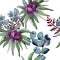 Bouqet succulent floral botanical flowers. Watercolor background illustration set. Seamless background pattern.