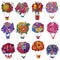 Bouquet aerostat vector beautiful floral air-balloon gift with blossom flowers illustration flowering set of flowery