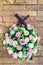 Bouquet of Beautiful Artificial Pink and White Rose Floral Hanging on Brick Wall for Interior