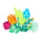 Bouquet of beautiful colorful flowers. Speckled petals. Hand-drawn plants. Floral arrangement. Bunch of bloom