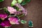 Bouquet beautiful Eustoma flower Lisianthus, tulip gentian, eus