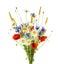 Bouquet of beautiful flowers Cornflowers, chamomiles wheat and