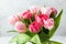 Bouquet of beautiful pink peony tulips