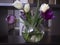 Bouquet of beautiful spring  color   interior day tulips anniversary the room decoration