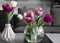 Bouquet of beautiful spring tulips anniversary the room decoration